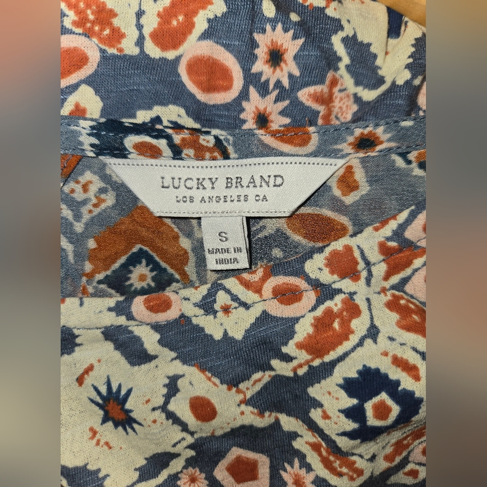 Lucky Brand Women's Multicolor Patterned Baby Doll Top S - Picture 4 of 6